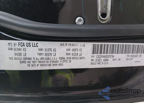 2016 Dodge Dart Se z USA, uszkodzony, nr VIN 1C3CDFAAXGD679794